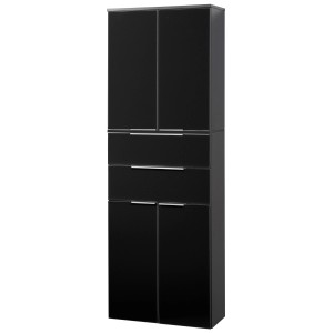 Fackelmann Bad-Hochschrank Kara, anthrazit, 176x61x32cm, mit zwei Schubladen und Türen.