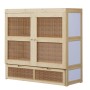 Merax Schrankbett 140x200cm Holzfarbe. Modernes Wandbett mit Rattan-Türen, Stauraum und Schubladen.