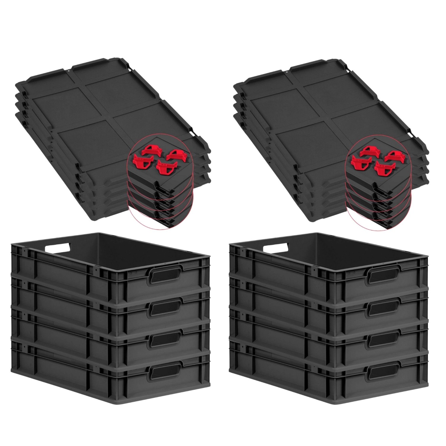 PROREGAL SuperSparSet 8x Eurobox Nextgen Grip Mit Auflagedeckel Und Roten V günstig online kaufen