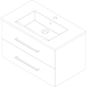 Fackelmann Einzelwaschtisch B.Perfekt, 80 cm, Weiß Hochglanz, mit 2 Schubladen.