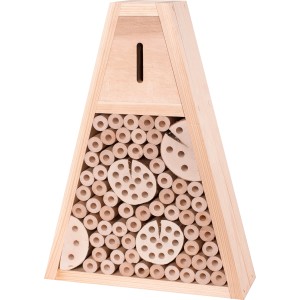 Insektenhotel aus Holz mit Schmetterlingskammer, 35 cm hoch, für Nützlinge im Garten.