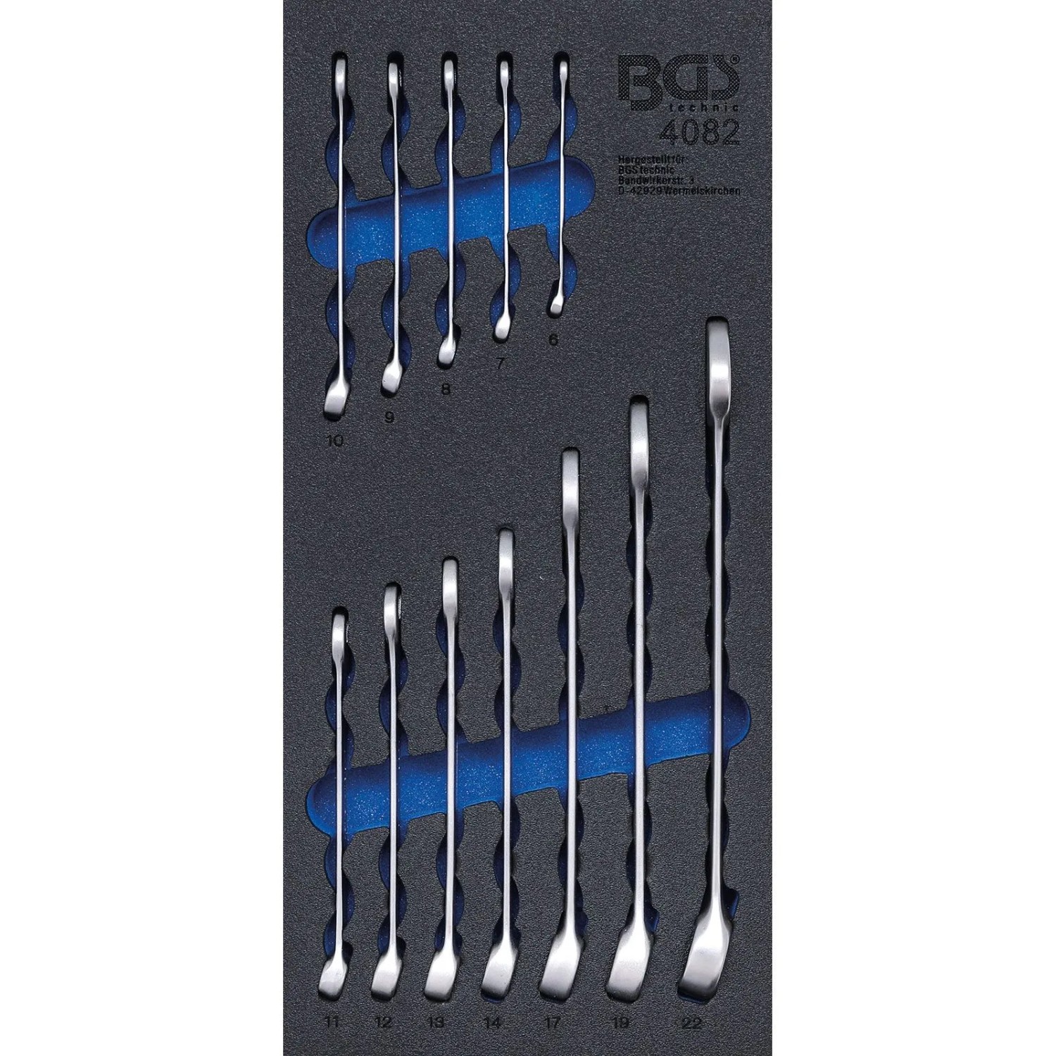 BGS Werkstattwageneinlage 1 3 Maul Ringschlüssel Satz SW 6 22 Mm 12Tlg  4082