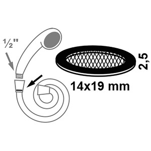 Kirchhoff Dichtung mit Schmutzfangsieb für Brauseschlauch, 13mm (1/2 Zoll).