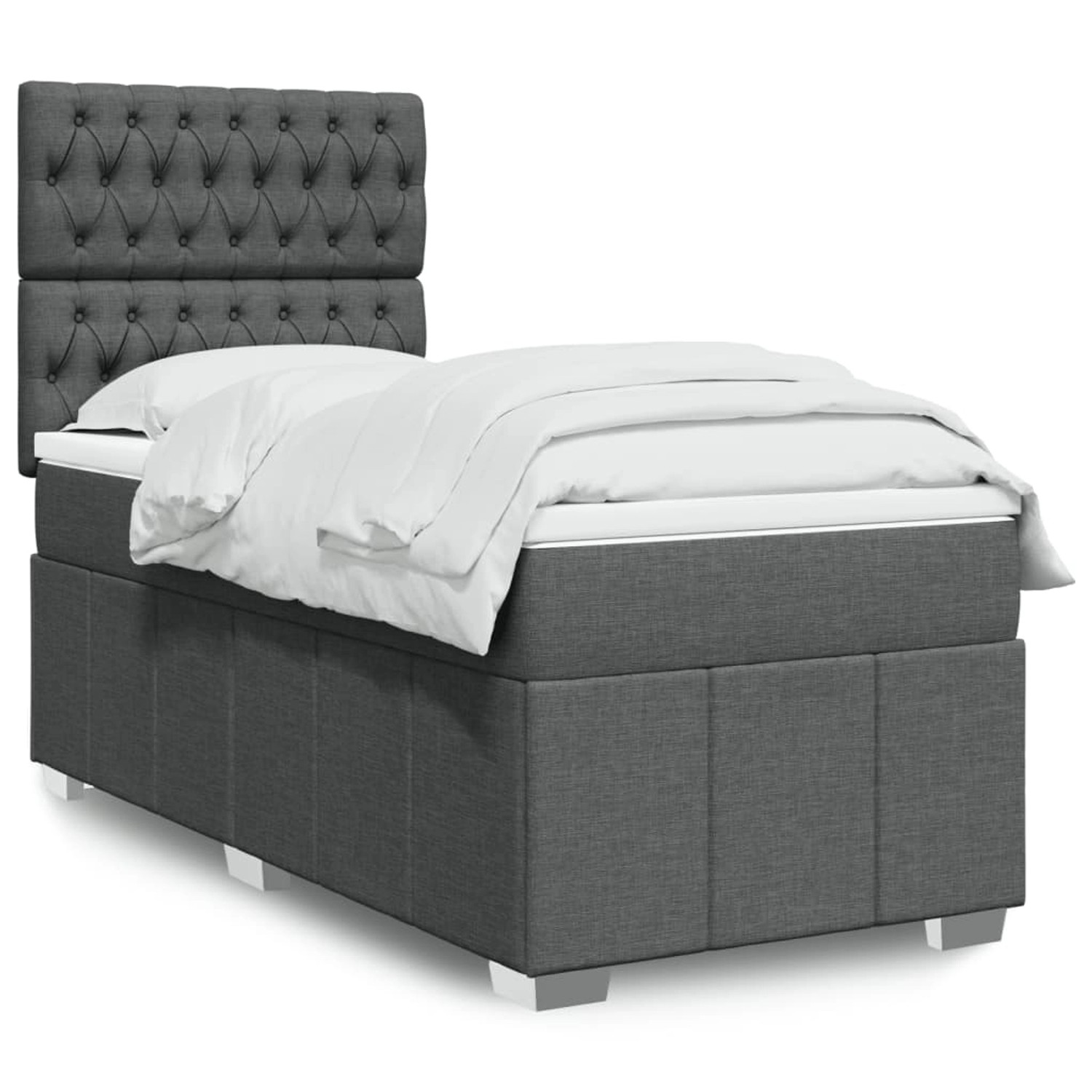 vidaXL Boxspringbett mit Matratze Dunkelgrau 90x190 cm Stoff 3293831 günstig online kaufen