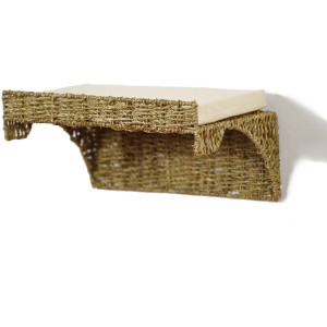 Silvio Design Wandliege aus Seegras, Natur, mit Kissen, zur Wandmontage für Katzen.
