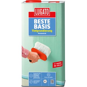 5 l Konzentrat für Tiefengrund Beste Basis: Grundierung mit Pinsel aufgetragen.