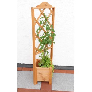 Eckiger Pflanzkasten Botanica mit Holzspalier für Kletterpflanzen, 140x47x45cm.