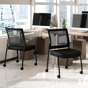 Costway Konferenzstühle 2er Set Stapelbare Besucherstühle mit Rollen