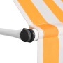 Detailansicht: Orange-weiß gestreifte vidaXL Markise, handbetrieben, mit Kurbel.