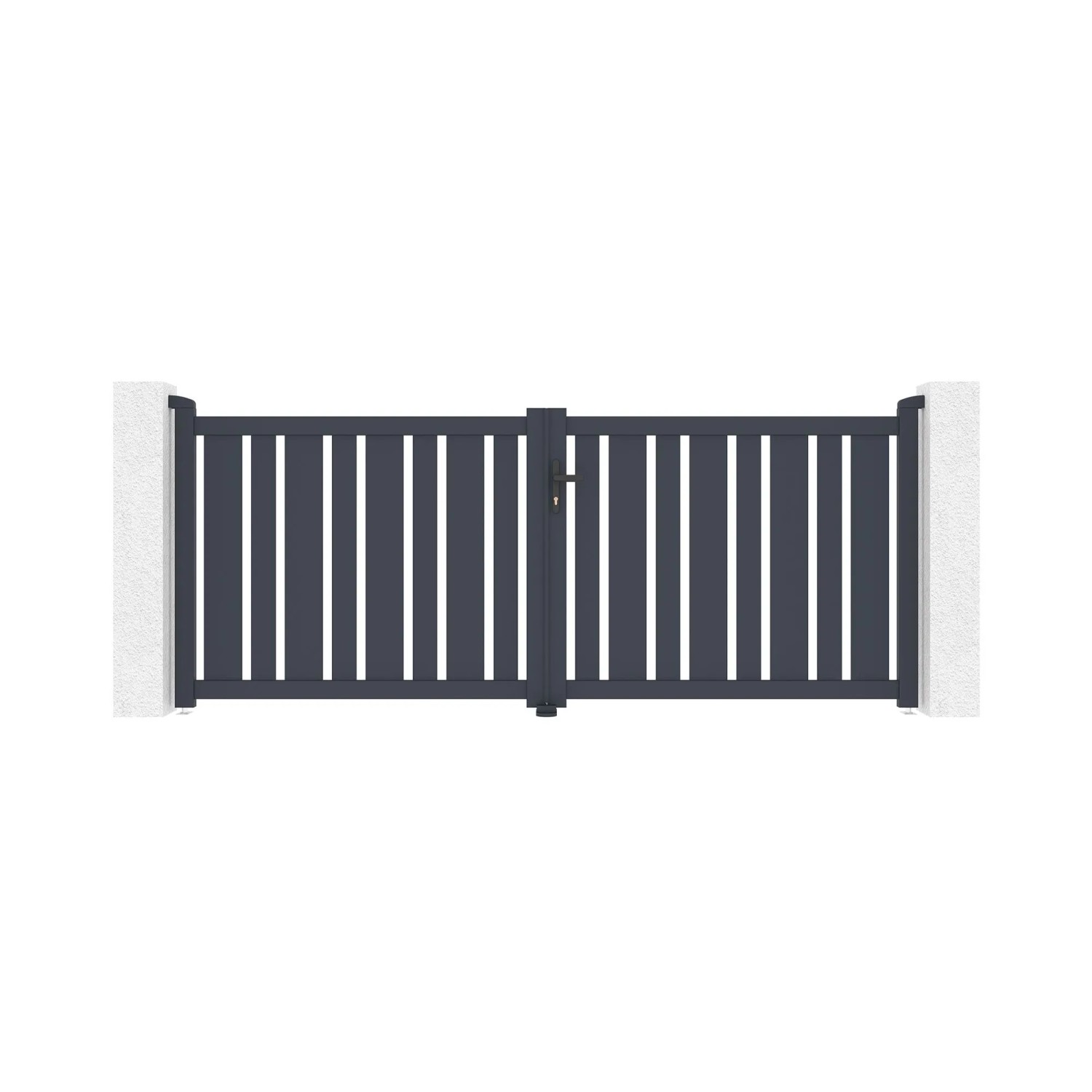 Casanoov Verstellbares Drehtor Breite Veymont 300x120cm Grau Aluminium
