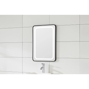 Sanotechnik Spiegel Soho, 60 cm, mit LED-Beleuchtung und schwarzem Rahmen.