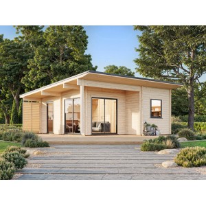 Palmako Ferienhaus Cecilia, 540x670 cm, naturbelassen. Weekendhaus mit zwei Schlafzimmern und Iso-Verglasung.