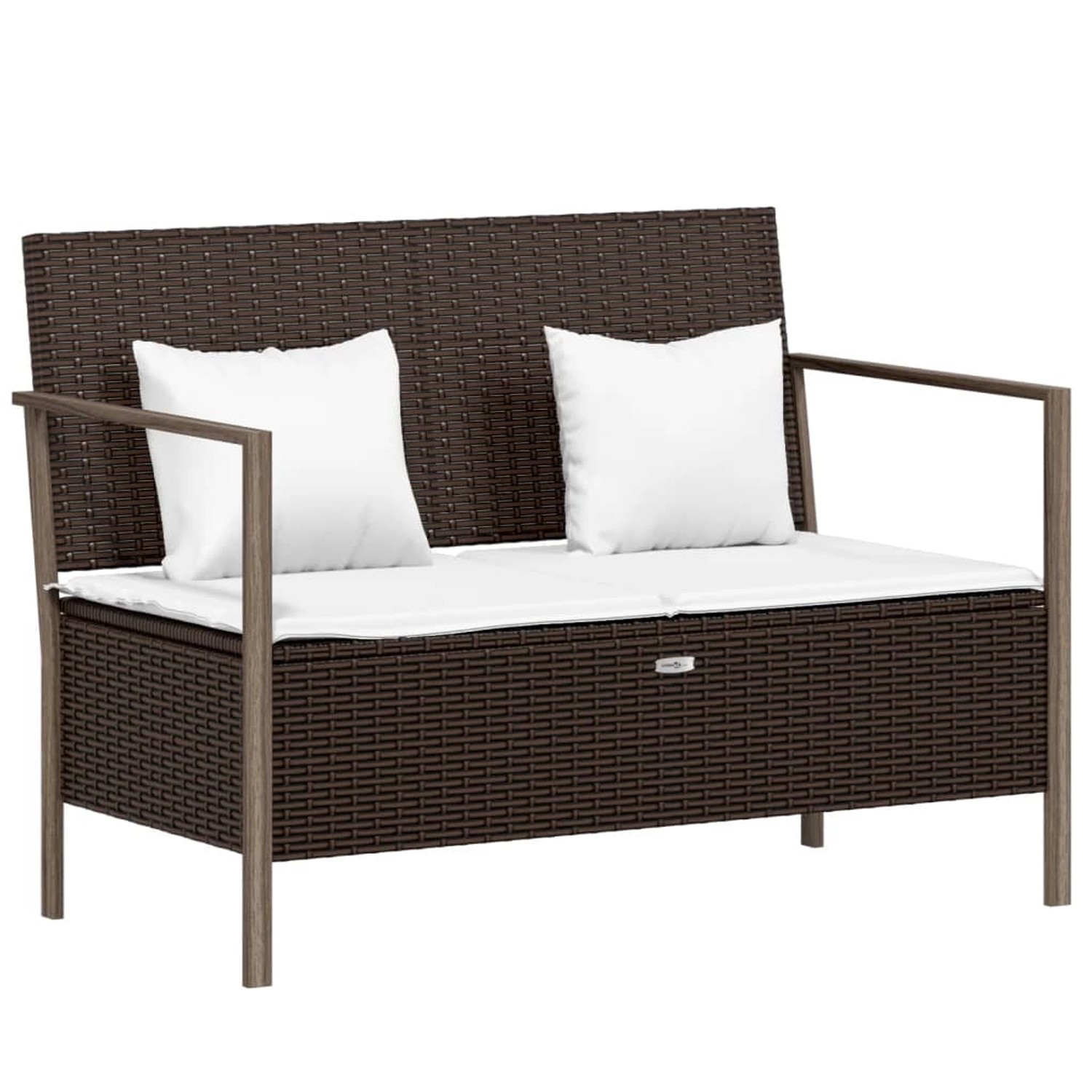 furnicato Gartenbank 2-Sitzer mit Kissen Braun Poly Rattan günstig online kaufen