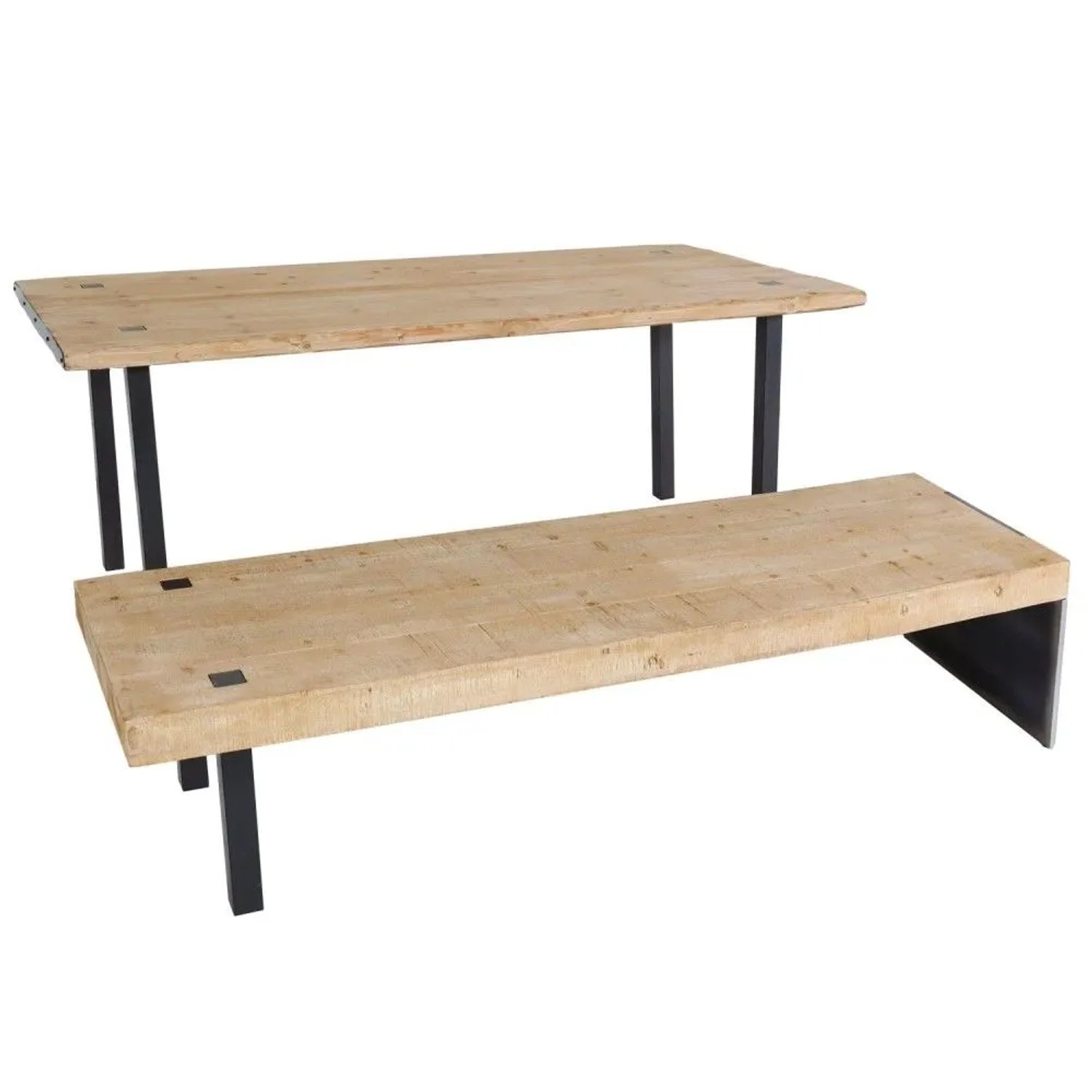 MCW Esszimmer-Set L75 5-teilig Esstisch Sitzbank Esszimmergarnitur Natur