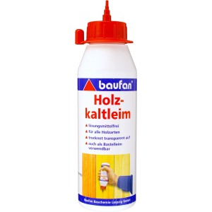 Baufan Holzkaltleim, 250g Flasche. Holzleim für Bastelarbeiten und Holzreparaturen.