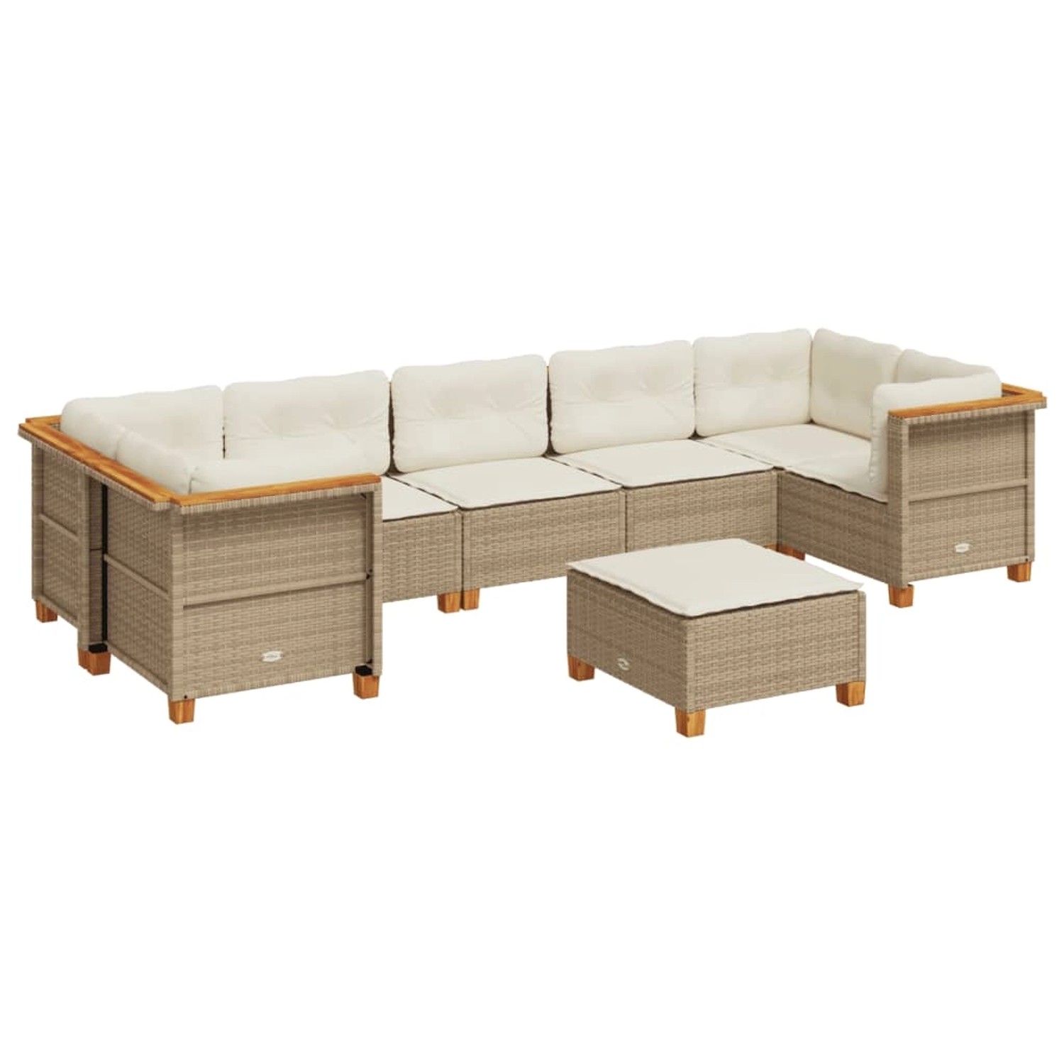 vidaXL 8-Tlg Garten-Sofagarnitur mit Kissen Beige Poly Rattan 3261763 günstig online kaufen