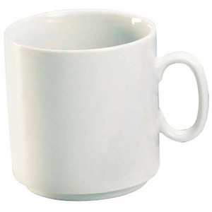 Weiße Kreul Porzellan Tasse mit Henkel, ideal zum Bemalen und Verzieren.
