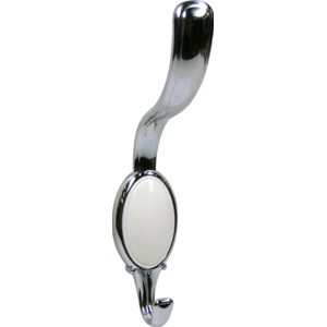 Glänzender Wandhaken 1980, Chrom mit weißem Detail.