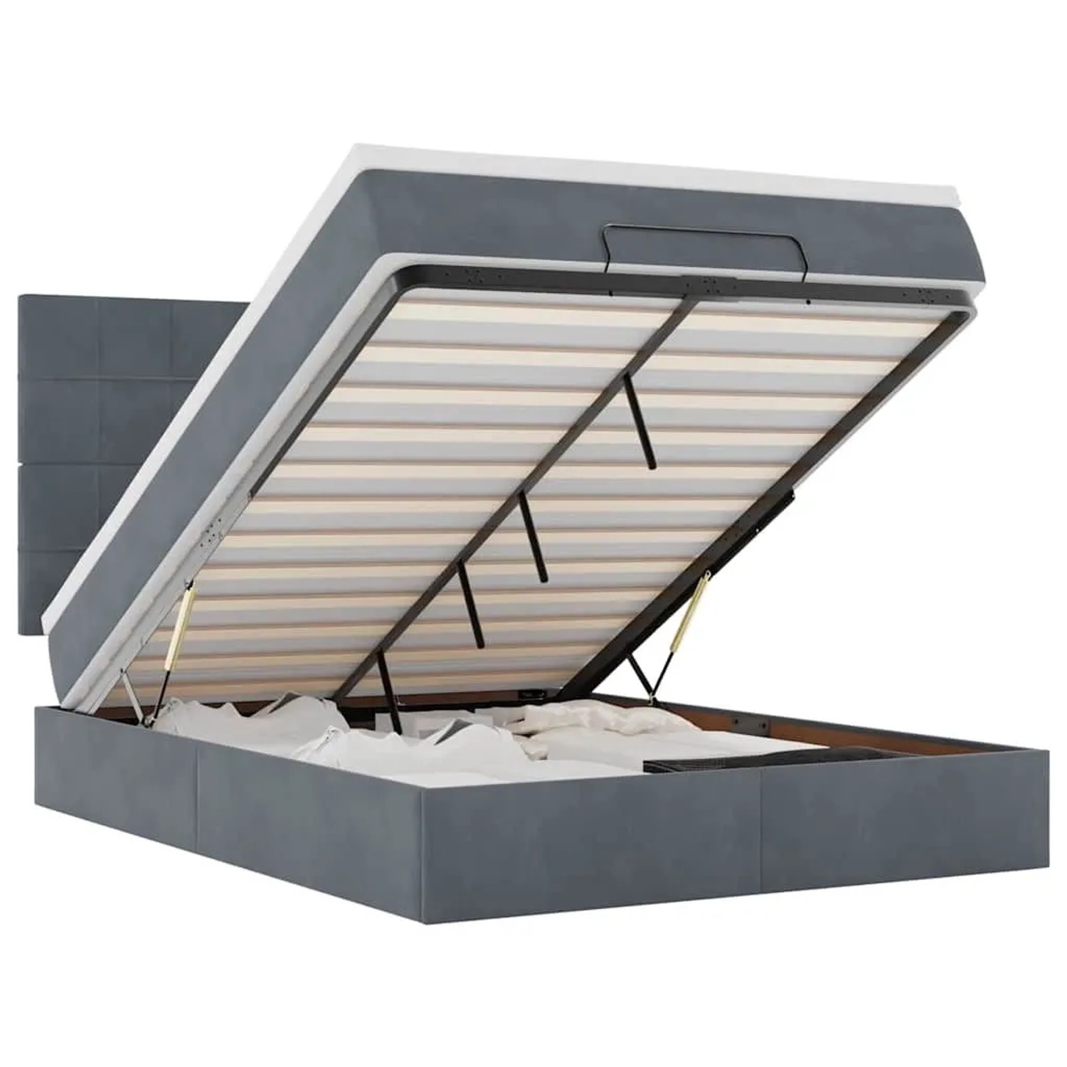 vidaXL Ottoman-Bett mit Matratzen Dunkelgrau 140x190 cm Samt 3313470
