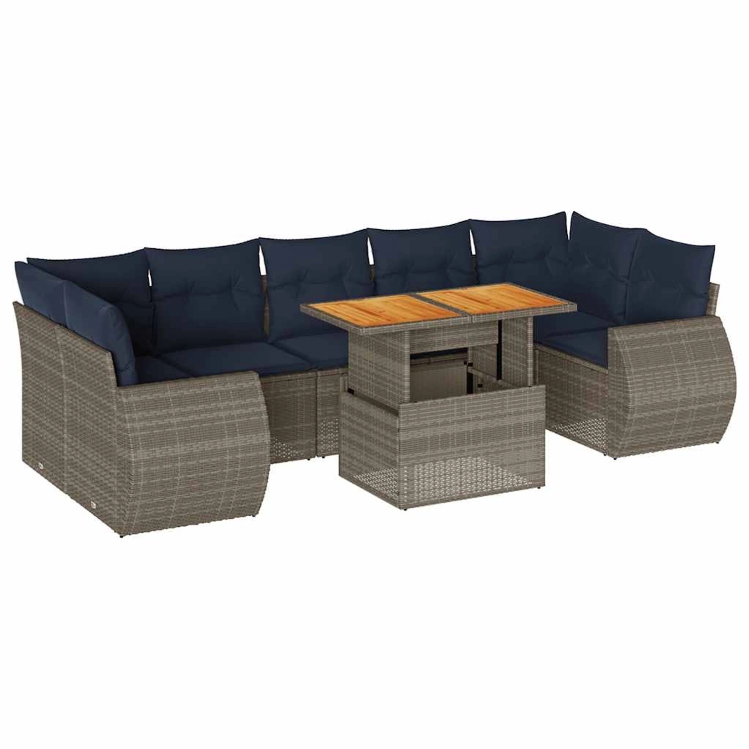 vidaXL 8-Tlg Garten-Sofagarnitur mit Kissen Grau Poly Rattan 3327239 günstig online kaufen