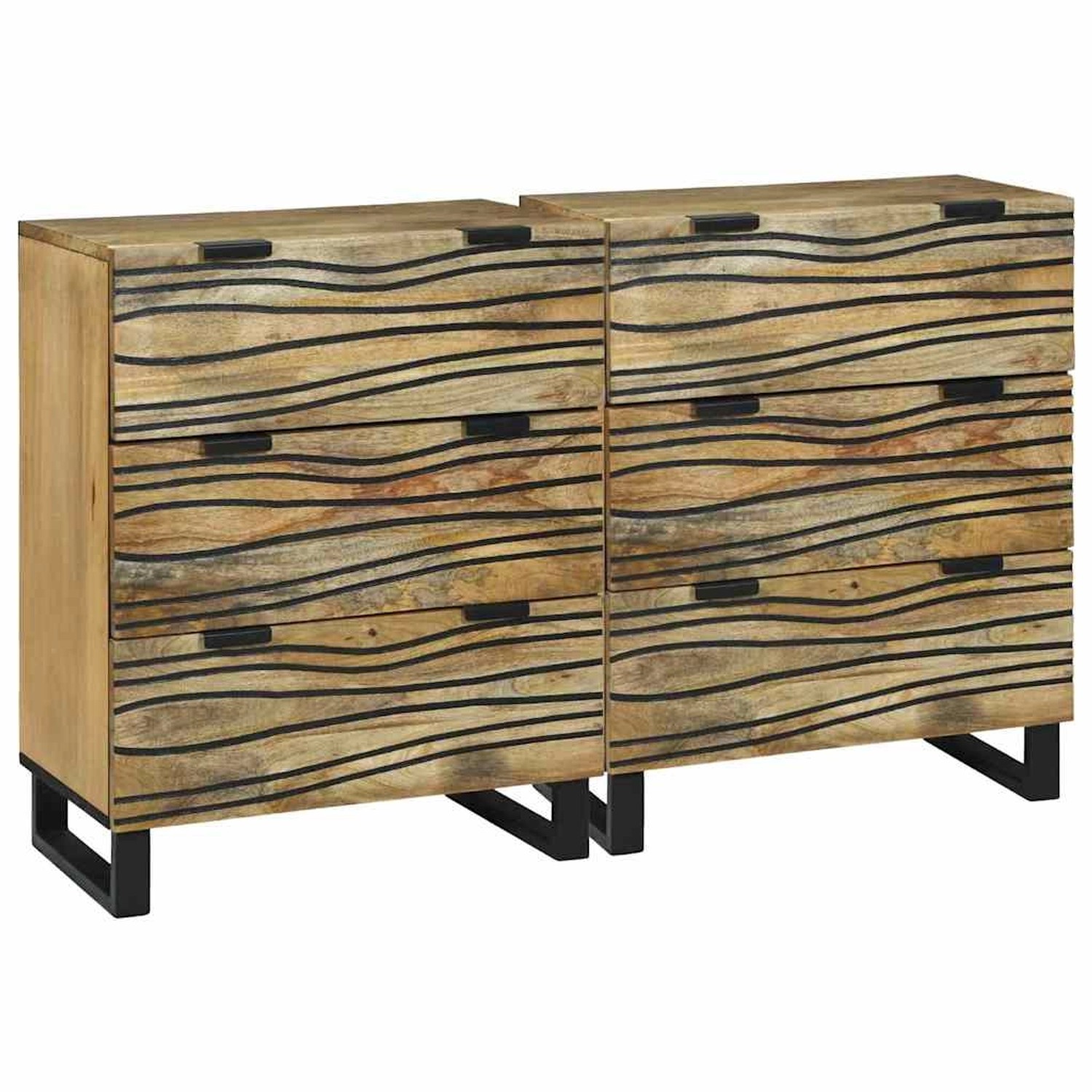 vidaXL Sideboards 2 Stk Braun 60 x 33,5 x 75 cm Massives Mangoholz 3310040 günstig online kaufen