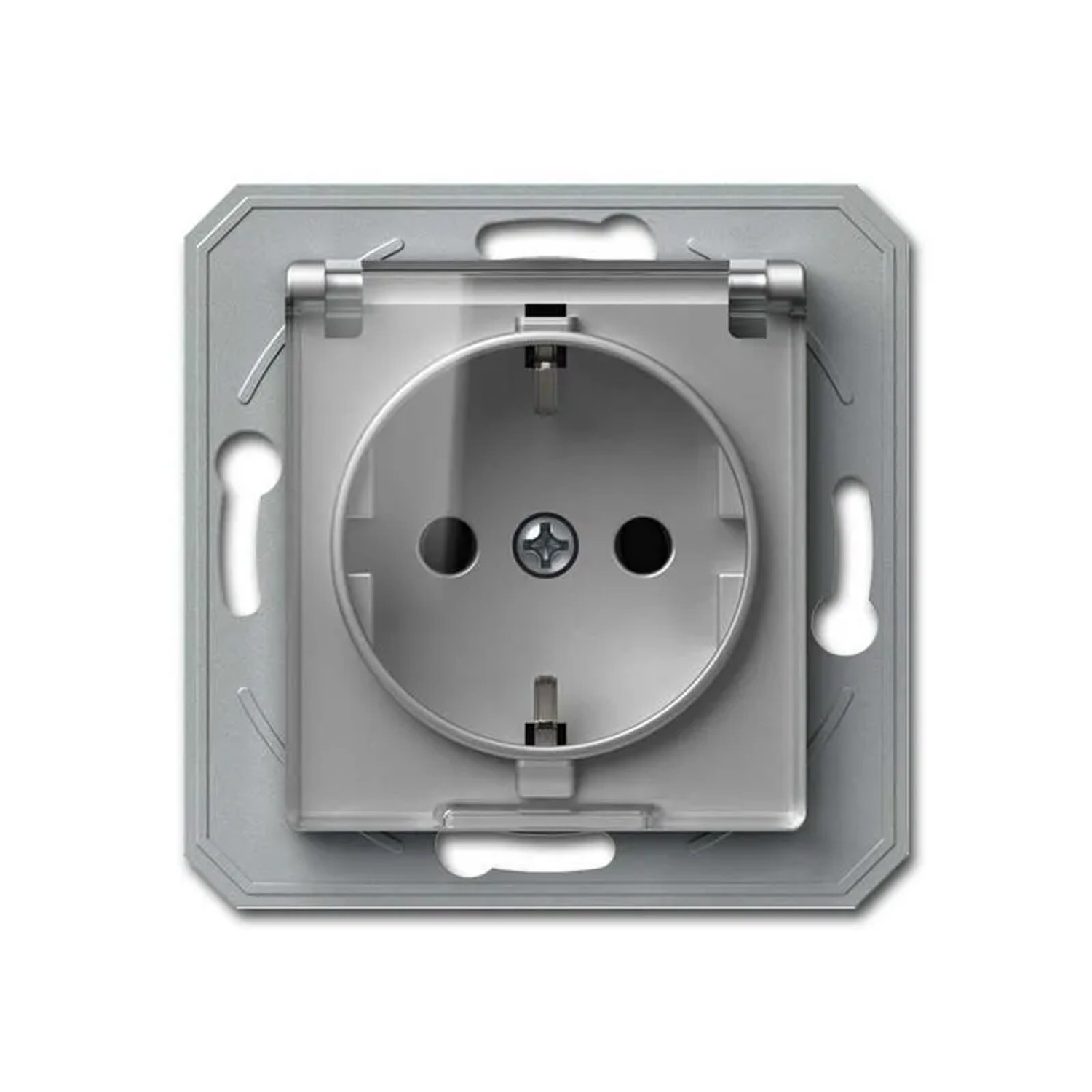 TEM EKONOMIK Schuko Steckdose Silber Deckel OHNE Rahmen