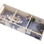 Palmako Pavillon Bianca Set, 876x300 cm, weiß lackiert. Ansicht von oben mit Möbeln und Dekoration.