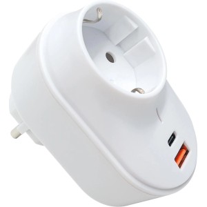 Schwaiger Steckdosenadapter mit USB-A und USB-C, 360° drehbar, für Computer & Multimedia Zubehör.
