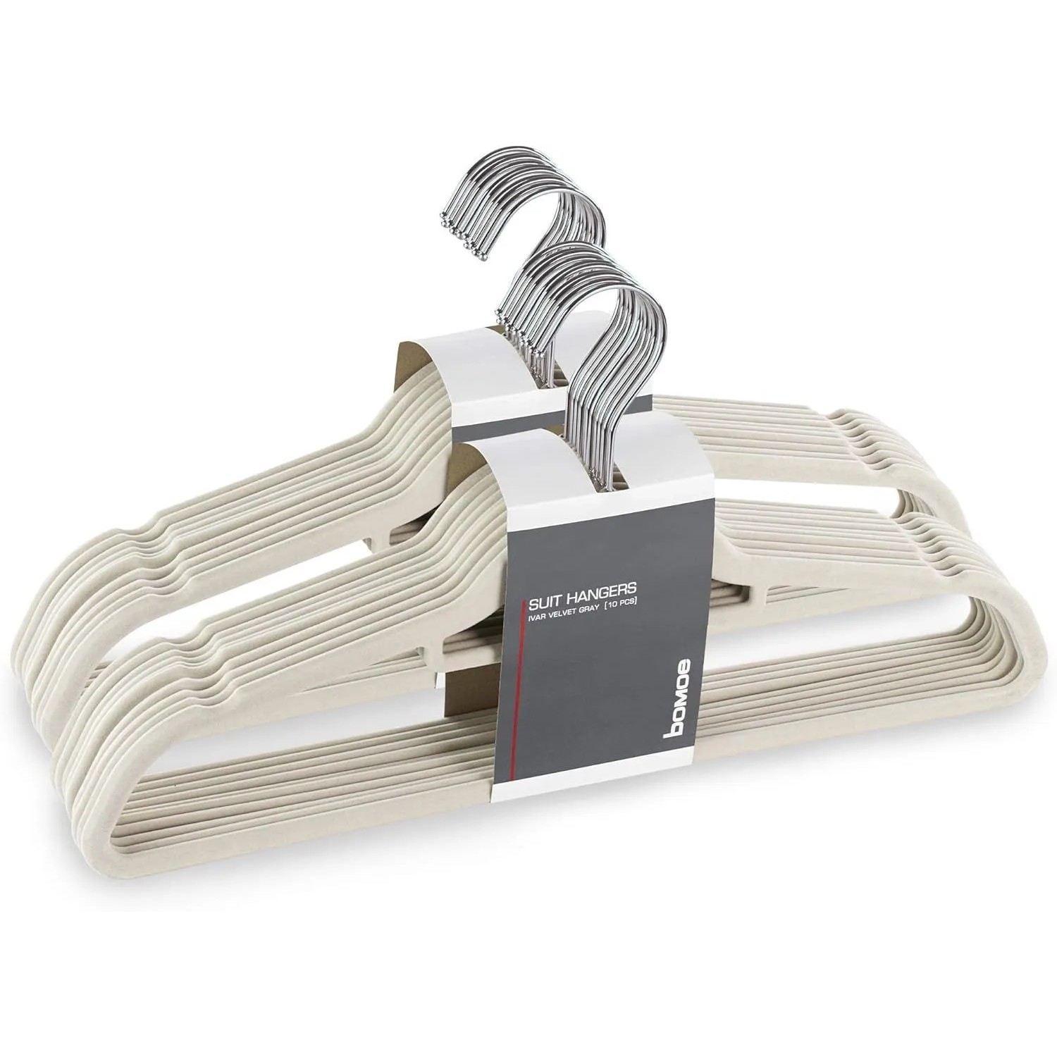 Bomoe Ivar Kleiderbügel Anzugbügel Samt Grau 20tlg günstig online kaufen
