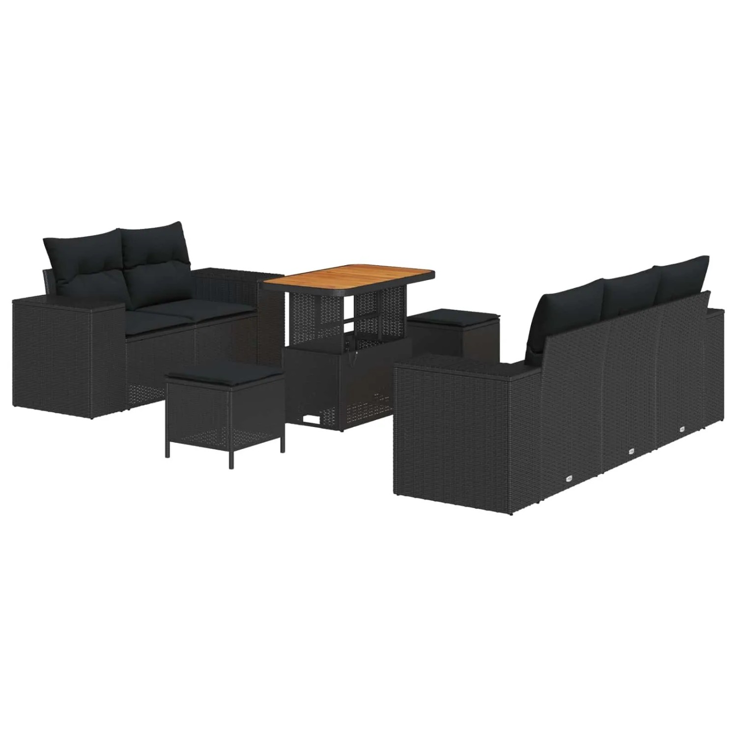 vidaXL Gartensofa-set mit Kissen 8-Tlg Schwarz Poly-Rattan 3363899 günstig online kaufen