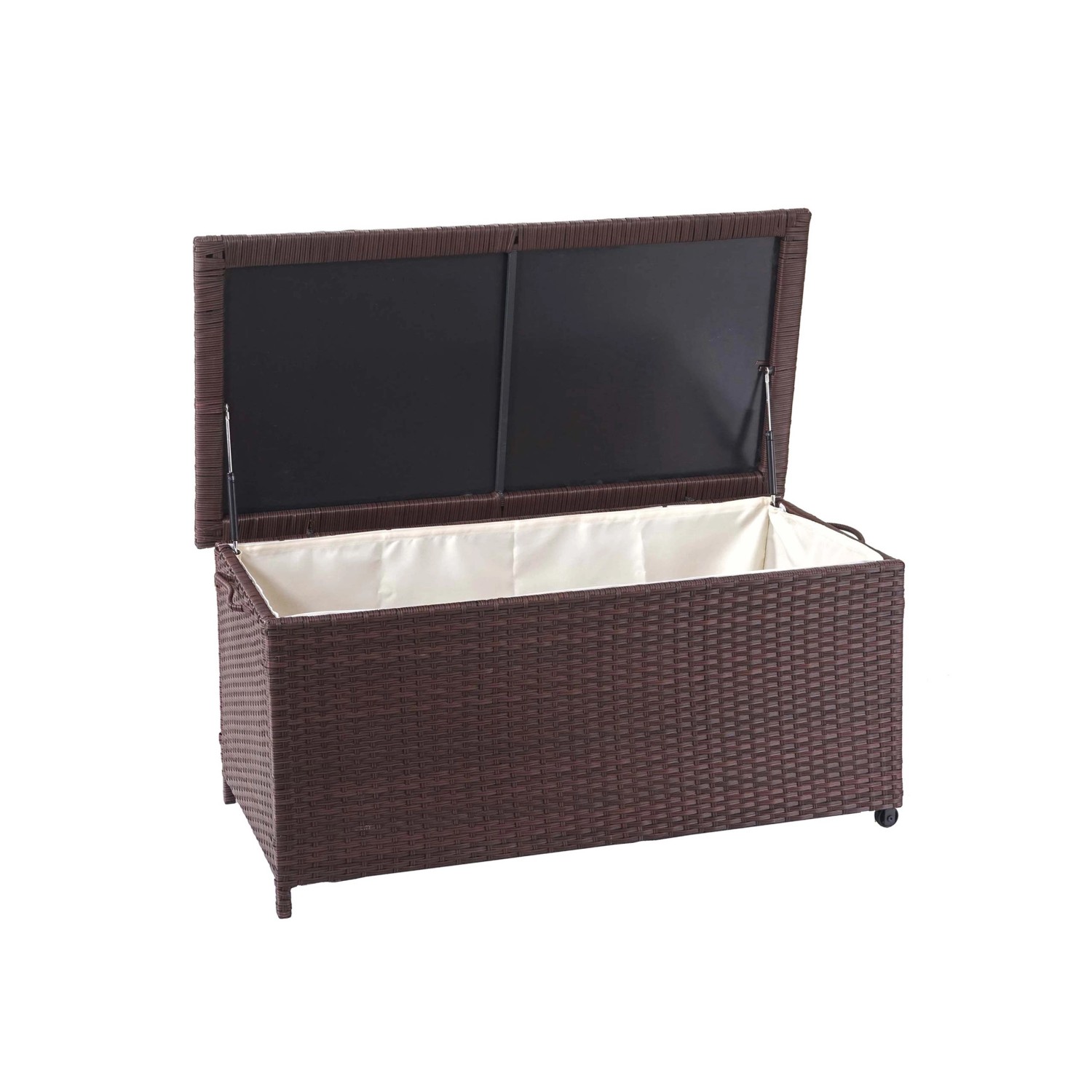 MCW Poly-Rattan Kissenbox D88 170l Premium Braun 51x100x50cm 170l