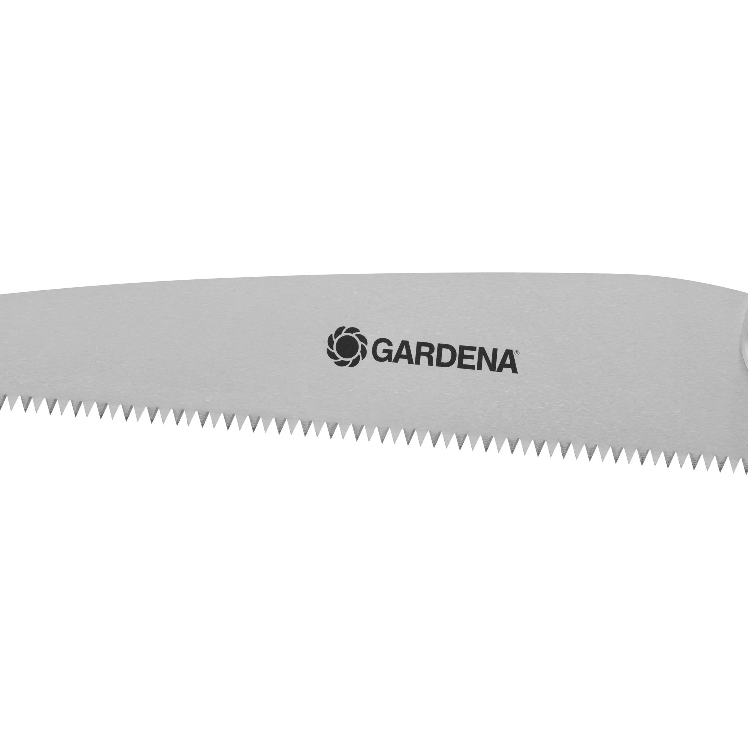 Nahaufnahme der Gardena combisystem-Gartensäge 300 PP mit impulsgehärteten Zähnen.
