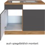 Held Möbel Spülzentrum Sorrento, 110cm, Anthrazit/Eiche, mit offener Tür. Spülenunterschrank für die Küche.