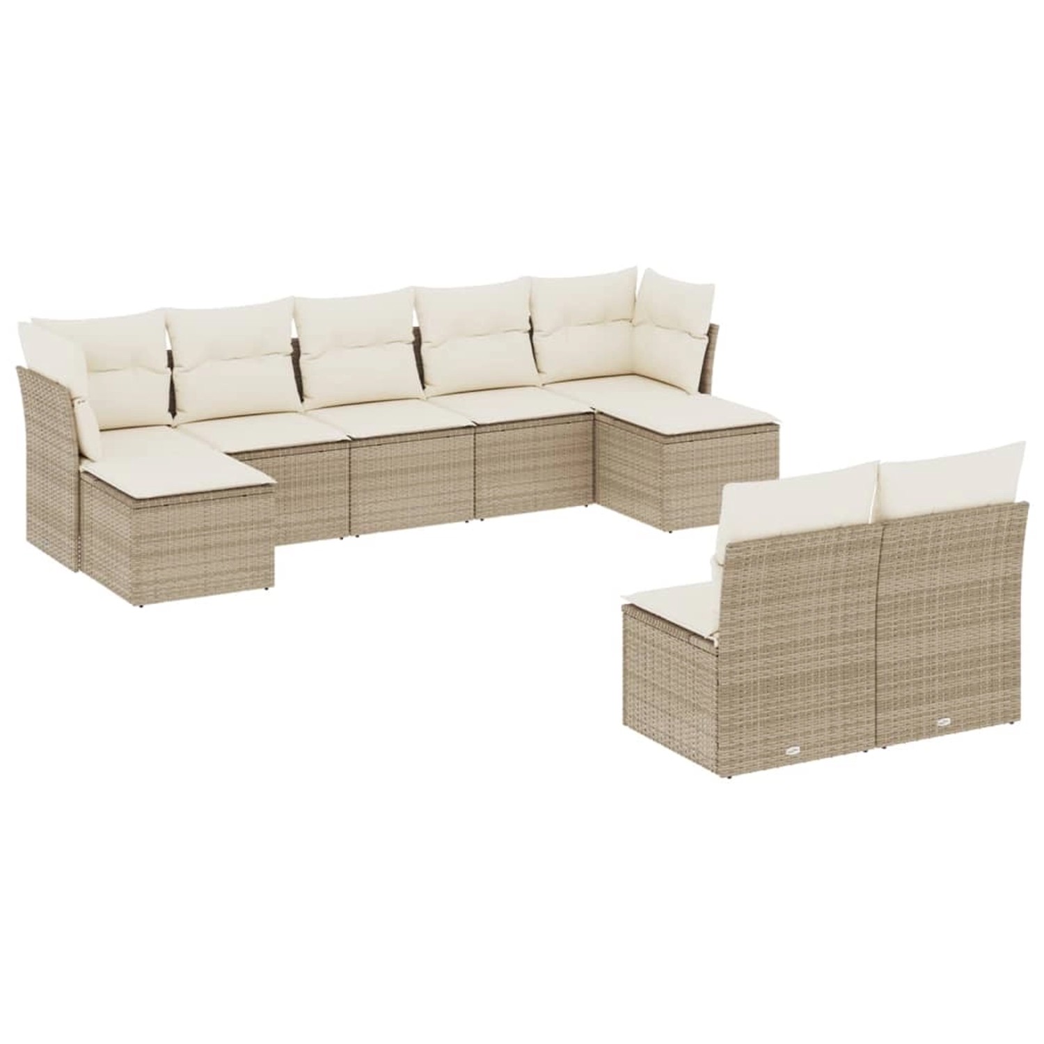 vidaXL 9-Tlg Garten-Sofagarnitur mit Kissen Beige Poly Rattan 3218268 günstig online kaufen