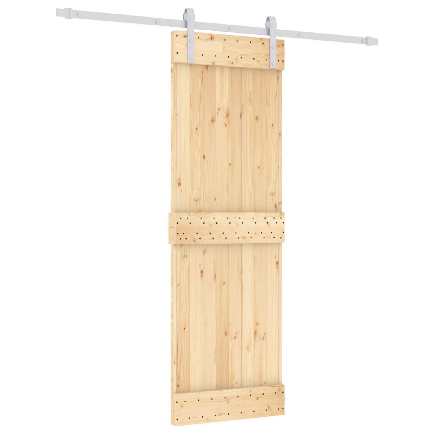 vidaXL Schiebetür Natur und Weiß 70 x 210 cm Massivkiefer 3444951