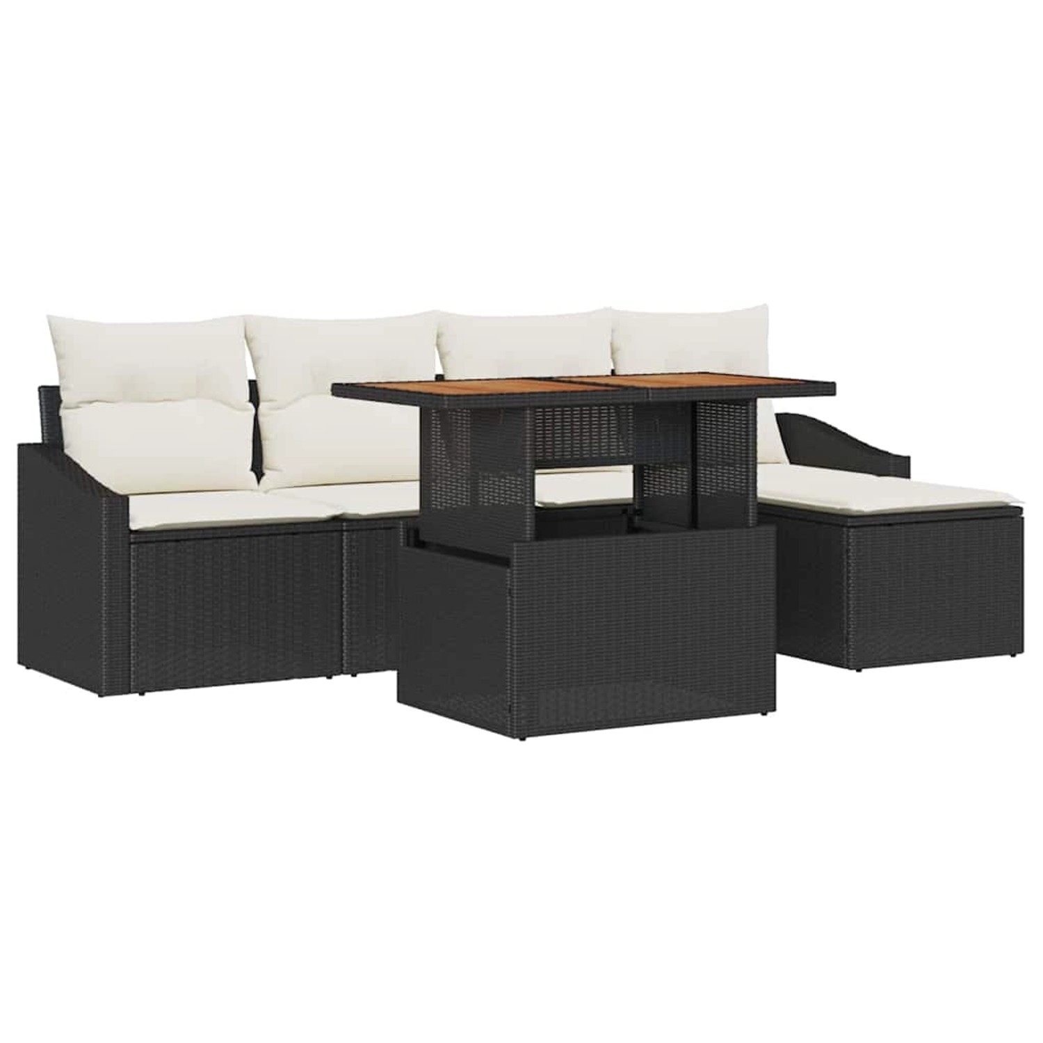 vidaXL Garten-Sofa-Set mit Speicher 6-Tlg Schwarz Poly Rattan 3358560 günstig online kaufen