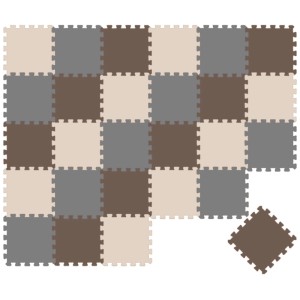 27-teilige LittleTom Puzzlematte in Grau, Beige, Braun. Weiche EVA-Schaumstoff Spielmatte für Babys & Kinder, Bodenschutz.
