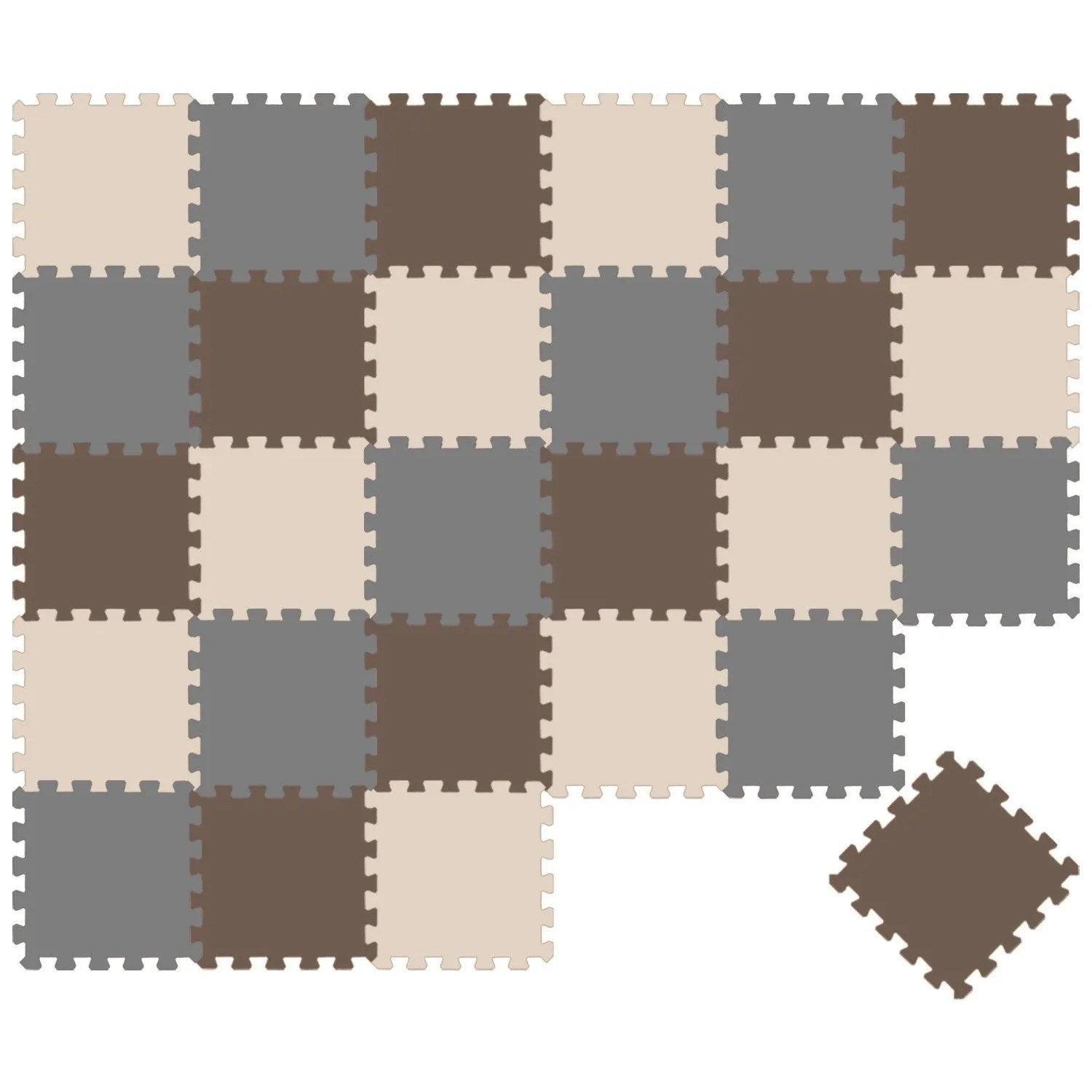 LittleTom Baby & Kinder Puzzlematte 30 x 30 cm 27 Teile Grau Beige Braun