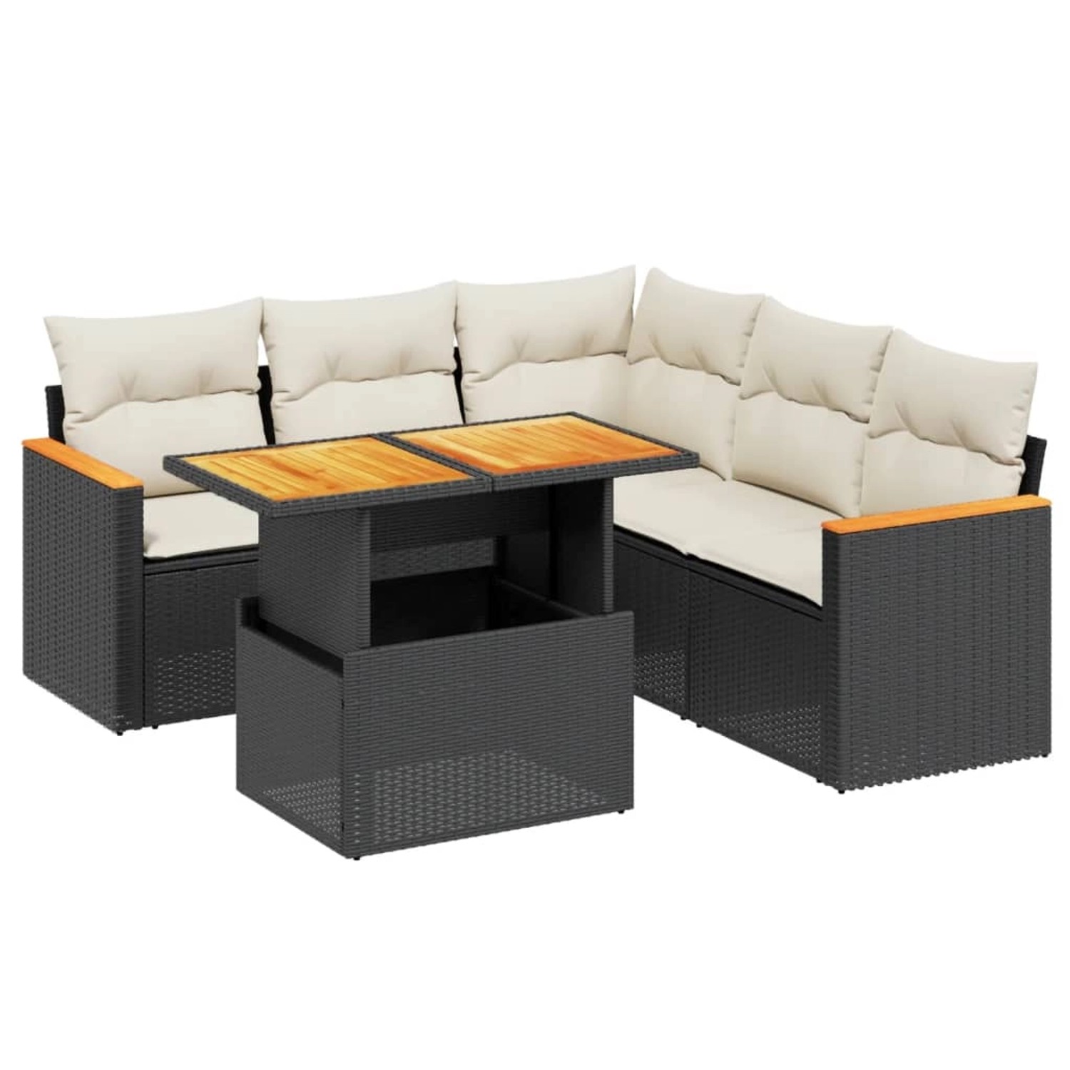 vidaXL 6-Tlg Garten-Sofagarnitur mit Kissen Schwarz Poly Rattan 3273072 günstig online kaufen
