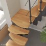 Raumspartreppe Quadro, Buche natur, Brillant-Schwarz, 12 Stufen. Mittelholmtreppe für kleine Räume.