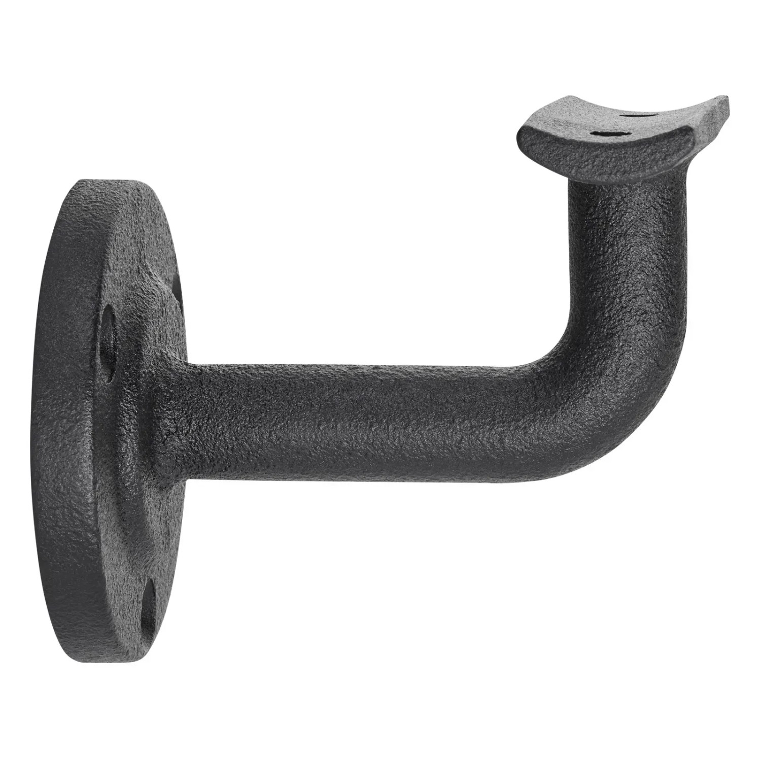 Schwarzer SOTECH Handlaufhalter ROBUST aus Gusseisen für Treppen und Geländer.