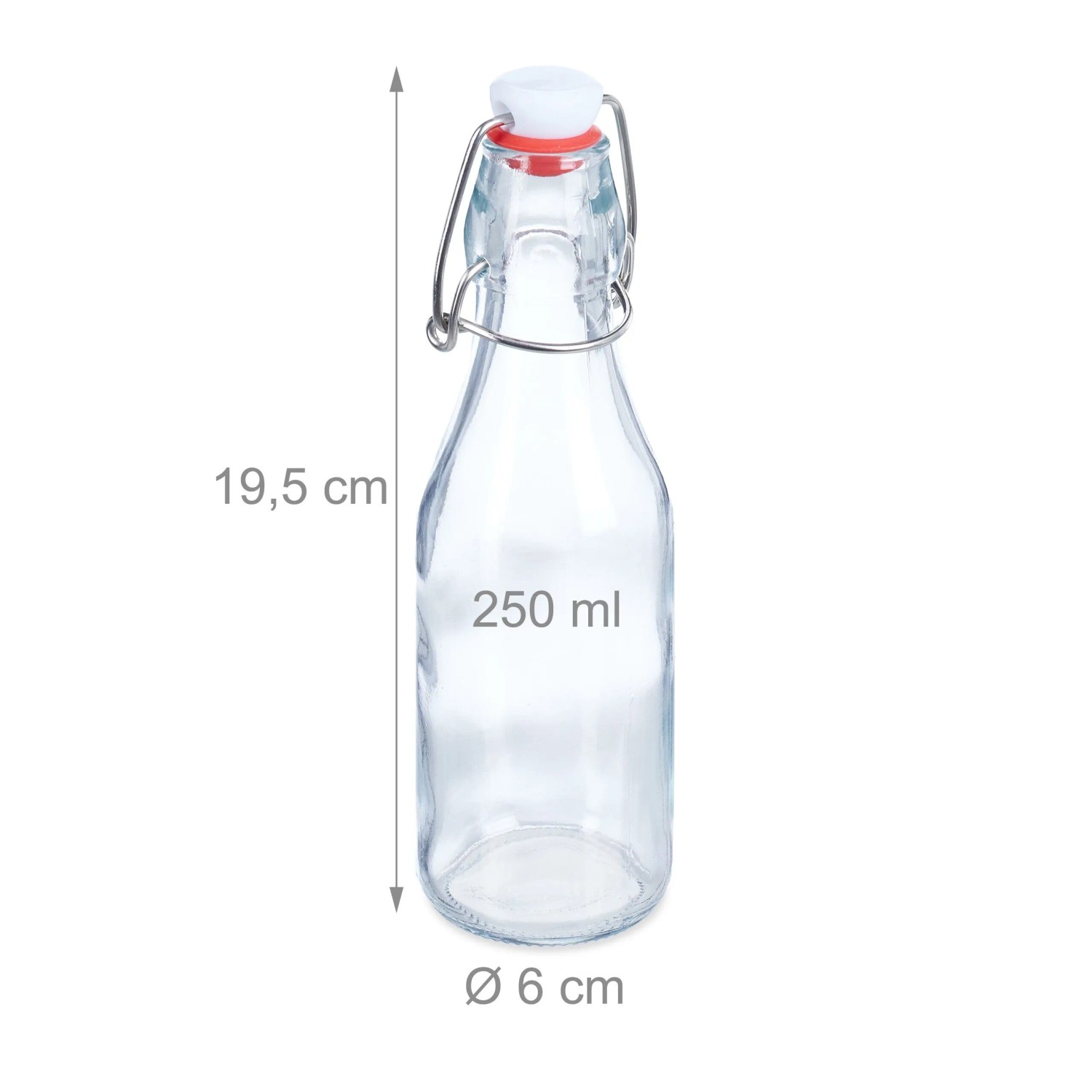 Relaxdays Bügelflaschen 6er Set Glas Transparent Luftdicht 19,5 cm x 6 cm 250 ml_4