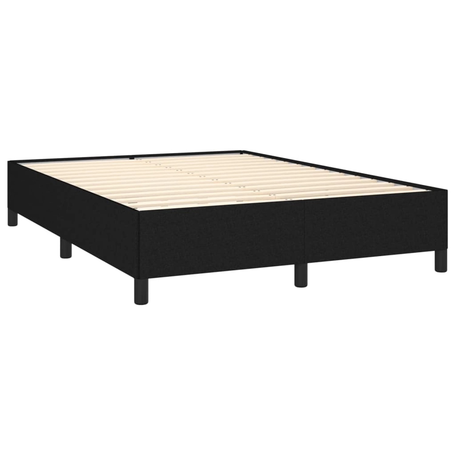 Schwarzes vidaXL Boxspringbett 140x200 cm mit Matratze und Lattenrost.