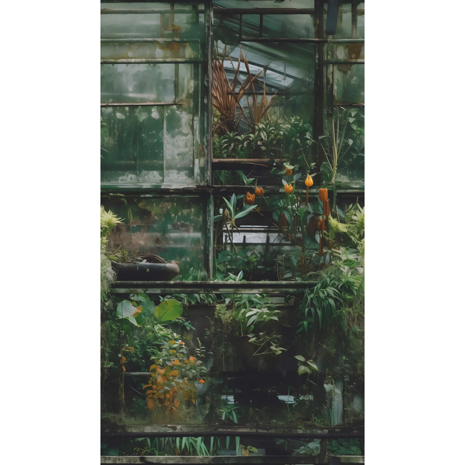 PROFHOME 790166-GU Fototapete Floral Grün Braun Orange-Gelb Grau 1,59 m x 2,8 m