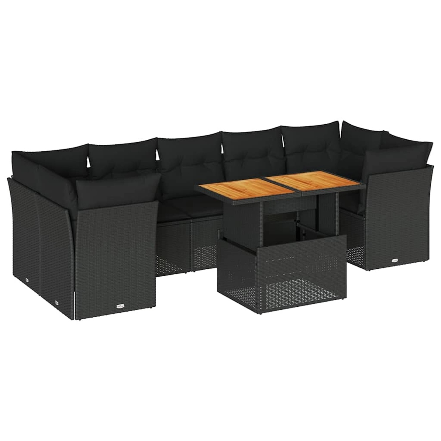 vidaXL 8-Tlg Garten-Sofagarnitur mit Kissen Schwarz Poly Rattan 3326897 günstig online kaufen