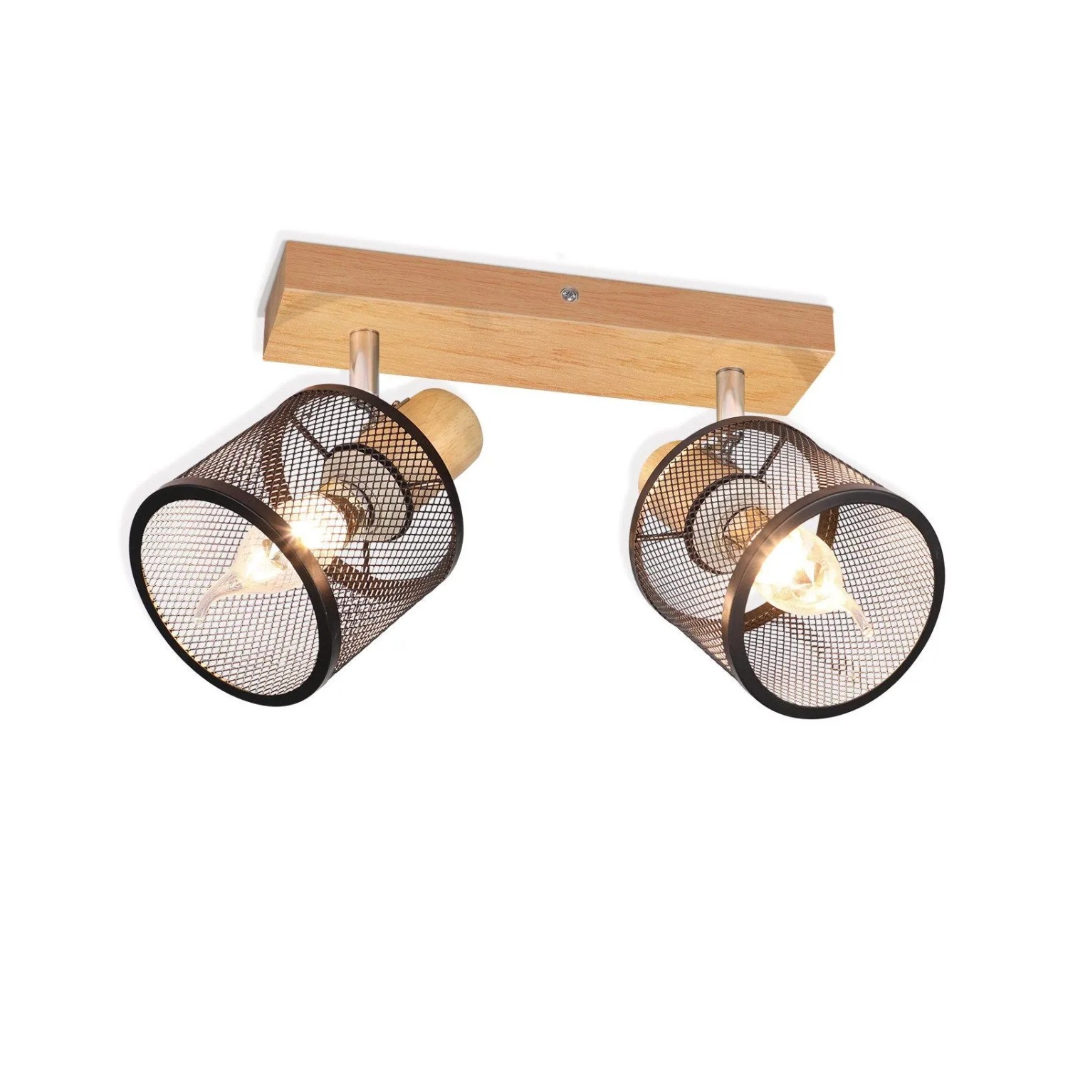 ZMH Deckenstrahler Modern Schwarz 2-flammig E14 Holz Schwenkbar 350 Grad Max. 25W