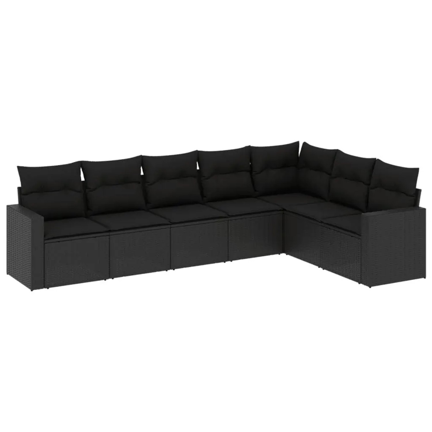 vidaXL 7-Tlg Garten-Sofagarnitur mit Kissen Schwarz Poly Rattan 3251382 günstig online kaufen