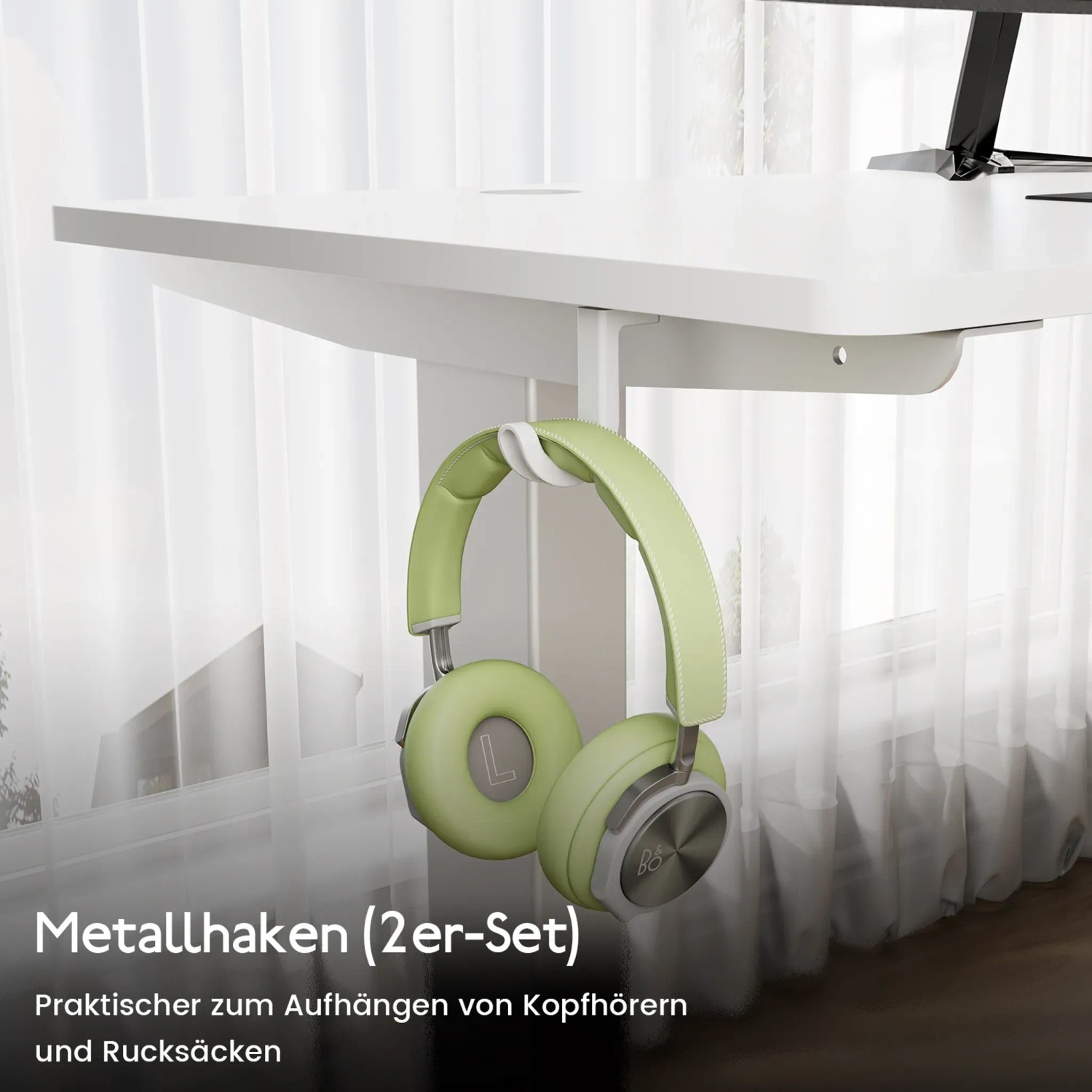 HOMAVO Elektrisch Höhenverstellbarer Schreibtisch 140x60cm mit Memory Funktion Anti Kollisions System Sitzerinnerung Weiß_4