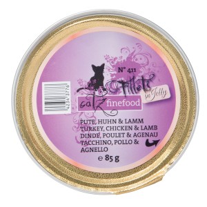 Catz Finefood No.411 Katzen-Nassfutter mit Pute, Huhn & Lamm, 85g Dose.
