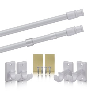 Bestlivings Cafehausstange Weiß, ausziehbar mit Halterungen und Schrauben für Bistrogardinen.